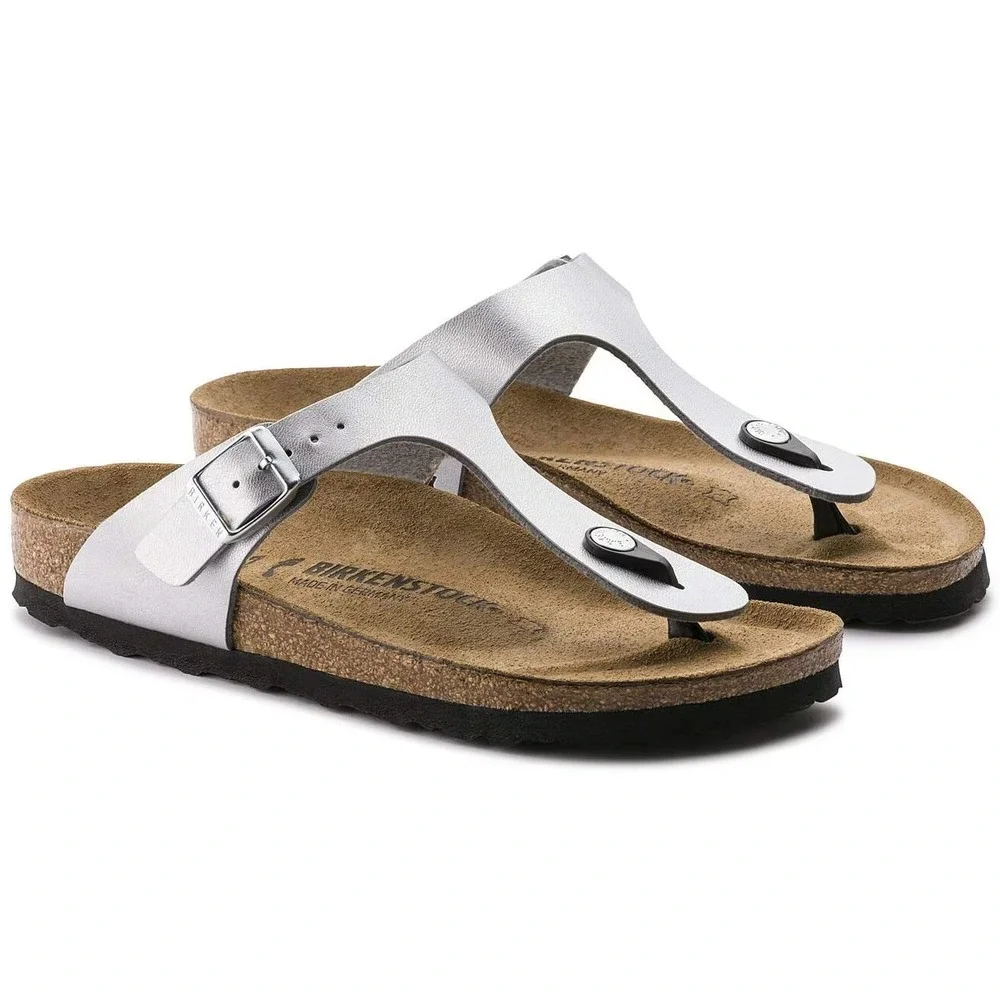 BIRKENSTOCK Gizeh Birko-Flor Metallic Silver Birko Flor Womens Size EU 35 US 4 - Picture 2 of 7